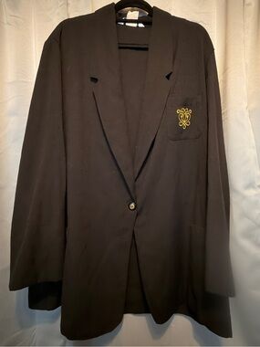 Vintage Black Boating Blazer with Gold Embroidered Crest